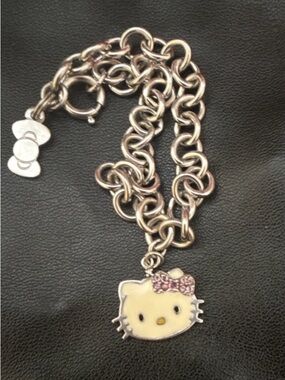 Kimora Lee Simmons Hello Kitty Silver Charm Bracelet with Pink Tourmaline Bow